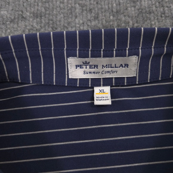 Peter Millar Summer Comfort Polo Shirt Mens XL Navy Striped Maryland Club Open - Picture 7 of 8